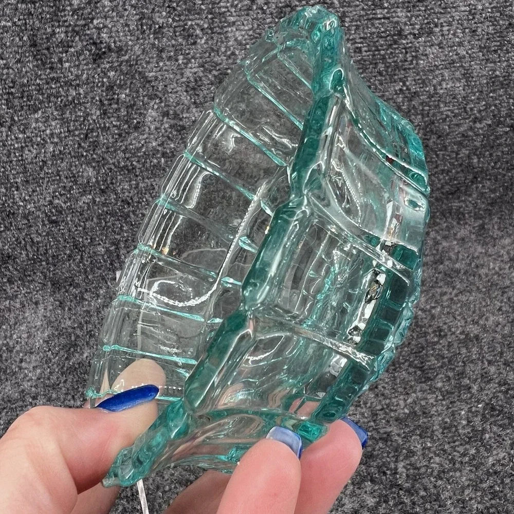 Vintage Tiara Fostoria Lead Crystal Teal Green - Blue Glass Candy Dish W/Lid 5